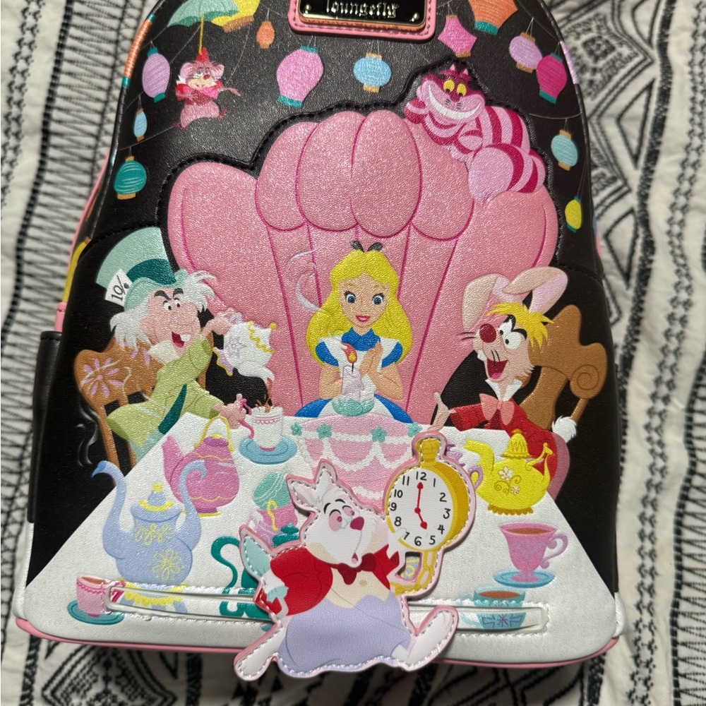 Loungefly Alice in Wonderland Kids Backpack - Pink and Black